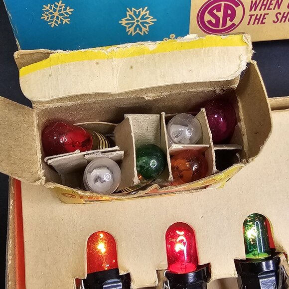 Stayz-Lit Vintage Christmas String Light Set WORKS with Box And Spare Bulbs 996K - Picture 9 of 15